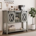 thumbnail image 4 of Armoire de Bar à Café, Buffet Bahut Armoire de Rangement avec Rangement, Armoire de Bar à Vin Style Ferme avec Casier à Verres à Vin, Armoire à Liqueurs Bar pour la Maison, Cuisine, Salle à Manger, Salon, Gris, 4 of 10