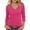 Hot Pink, variant on Womens Fall Tops Plus Size, 3/4 Sleeve T Shirts for Women, Women's Casual Solid Quarter Sleeve V-neck Pullover Top Hot Pink, S