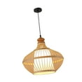 thumbnail image 1 of Runquan Bamboo Woven Pendant Lamp with Adjustable Cord Handmade Traditional Rustic Weave Ceiling Light for Kitchen Restaurant Hallway, 1 of 8