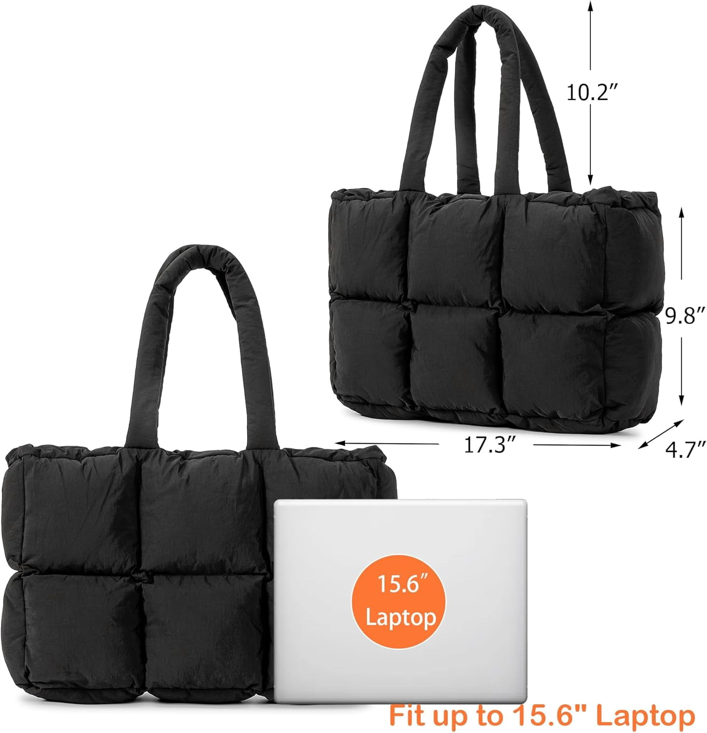 JennyShop Large Capacity Fashion Quilted Puffy Handbag, Herald Puffer Tote Bag for Women, Lightweight Satchel Purse for Working Travelling Gym Shopping