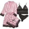 thumbnail image 2 of Hot6sl Économies d'Été Liquidation Robes, Lingerie Femme Mignonne Imprimé Cœur Satin Ceinturé Robe Camisole Shorts Pyjamas, Pyjamas Femme/Rose, G, 2 of 4