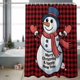 thumbnail image 2 of Christmas Snowman Bathroom Shower Curtain Winter Cute Cartoon Snowman Red Plaid Waterproof Washable Shower Curtains for Bathtub Bath Decor with Grommets and Hook 72 X 72 Inch, 2 of 8