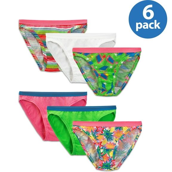 Fruit of the Loom Underwear Assorted Cotton Bikini Panties, 6 Pack (Little Girls & Big Girls)