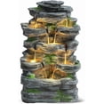 thumbnail image 6 of Grepatio Outdoor Water Fountain 7 Tier Cascading Rock Waterfalls Fountains with LED Lights and Pump Indoor/Outdoor Modern Floor Standing Garden Water Fountain for Yard, Patio, House Decor, 6 of 7