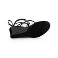thumbnail image 5 of BLISSFUL STEP Women's Lace Up Clear Strap Flip Flops Wedge Sandals Black 8, 5 of 7