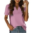 thumbnail image 1 of EQWLJWE Hauts à Col en V pour Femmes, Blouse Décontractée à Manches Courtes, Tunique d'Été pour Femmes 2023, 1 of 9