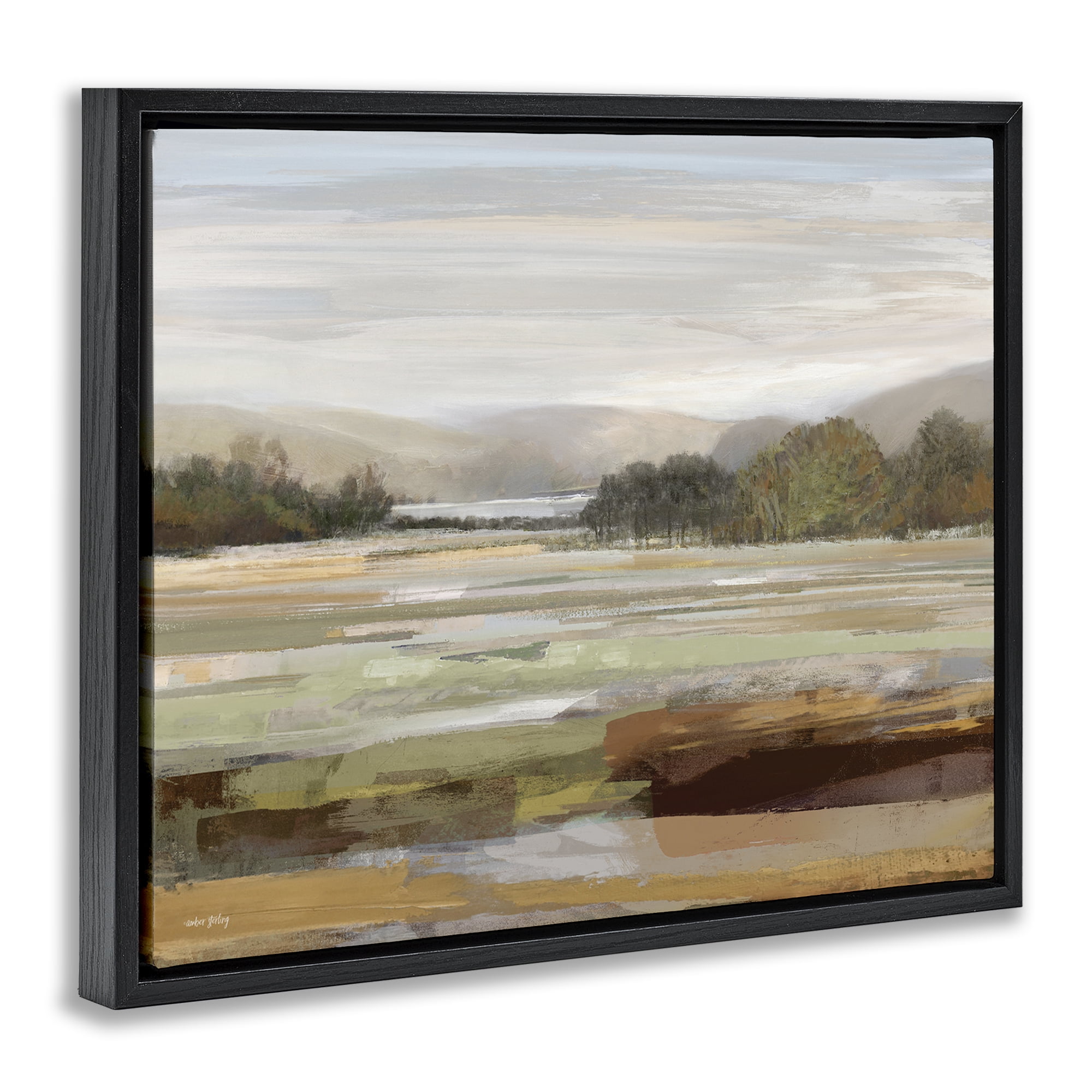 Stupell Industries Idyllic Countryside View Landscape & Nature Painting Black Floater Framed Canvas Art Print Wall Art, 31 x 25