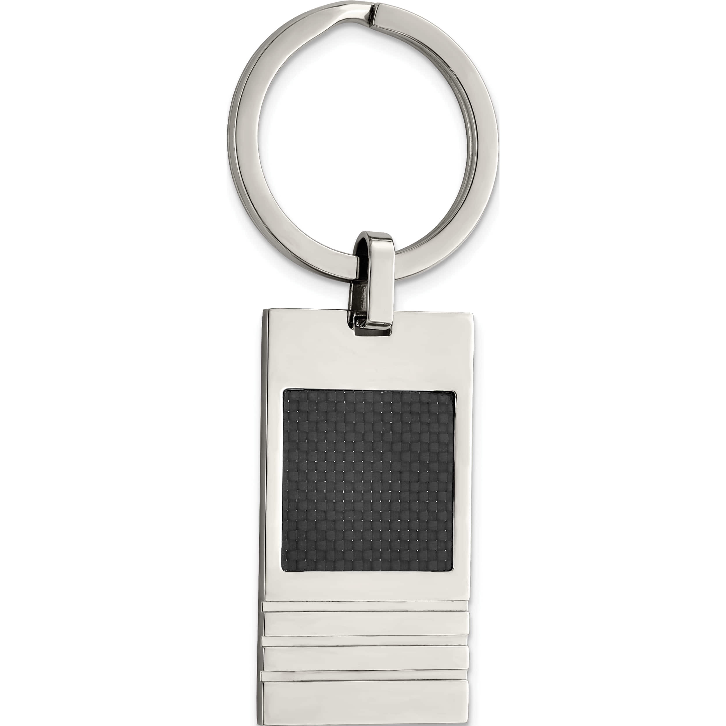 Stainless Steel Brushed Black Carbon Fiber Inlay Key Ring (78 X 23) Made In China srk113