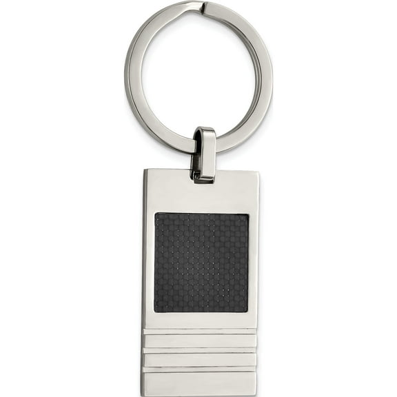 Stainless Steel Brushed Black Carbon Fiber Inlay Key Ring (78 X 23) Made In China srk113