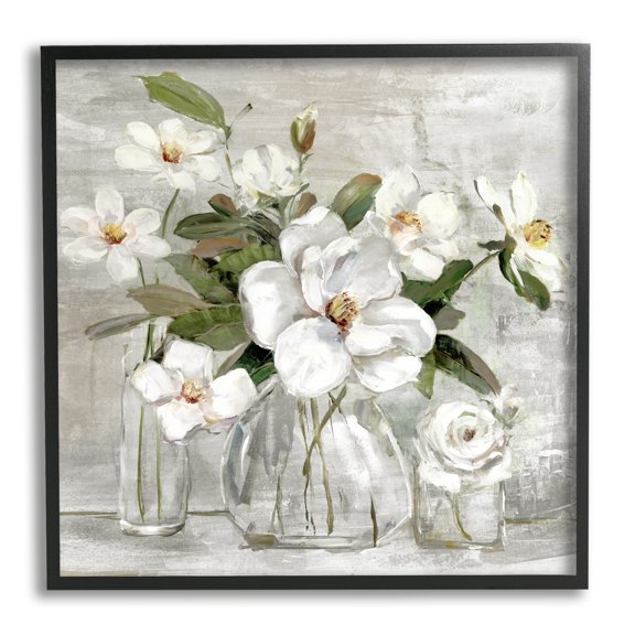 Stupell Industries Blooming White Florals Distressed Painting Country Still Life, 17 x 30, Design by Sally Swatland