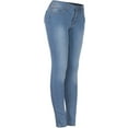 thumbnail image 1 of 2Luver, Women's, Five Pocket Slimming Stretchy Skinny Denim Jeans, light blue, 0, 1 of 3