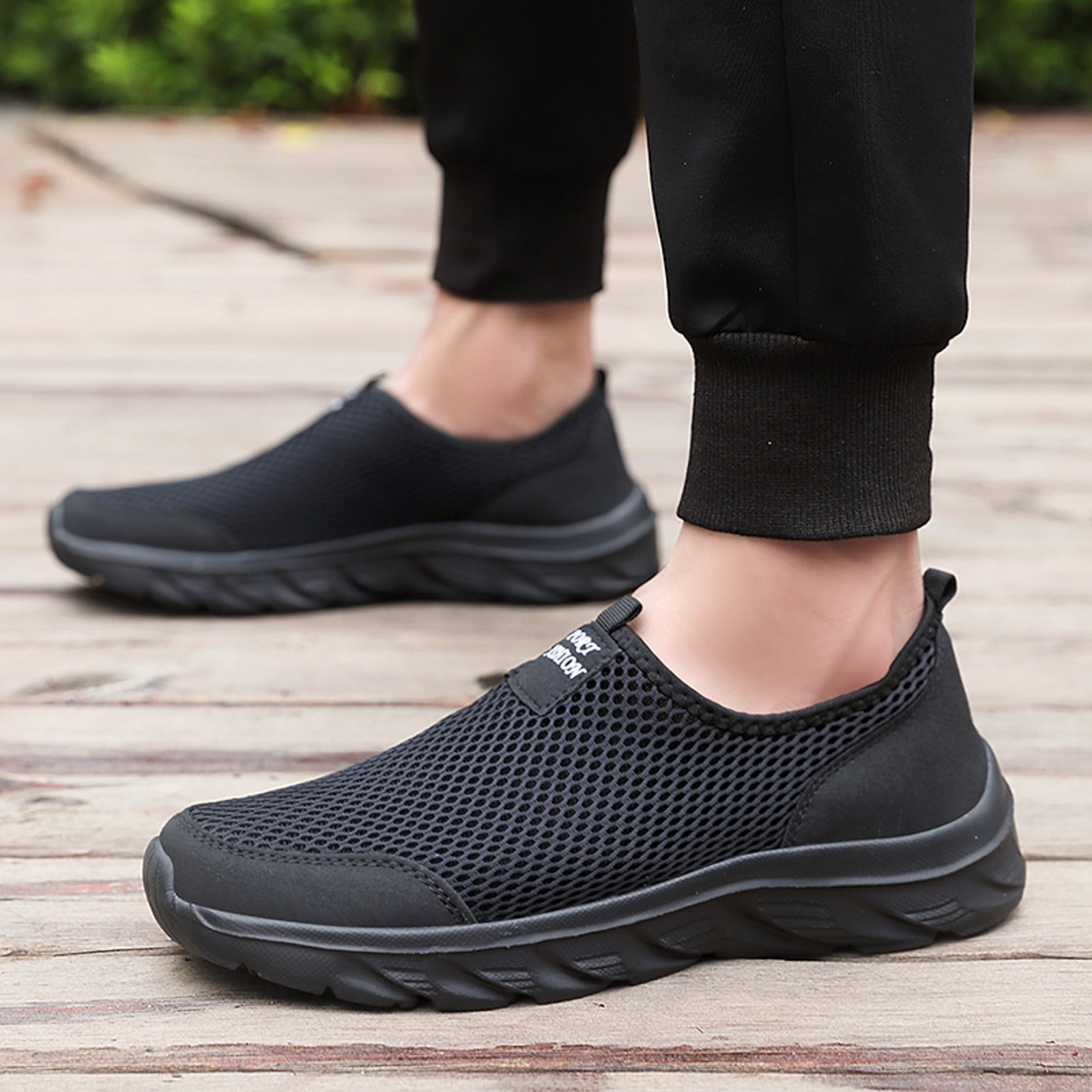 Caqnni Men's Casual Sneakers Lightweight Support Walking Tennis (Black,40)