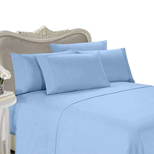 Egyptian Bedding Luxurious 600 Thread-Count, Queen Pillow Cases, Blue Solid, Set of 2