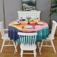 thumbnail image 2 of Colorful Tie Dye Mountain Pattern Round Tablecloth 60"x60",Wrinkle Wipeable Table Cloth for Kitchen Dining Room Picnic Patio Party, 2 of 6