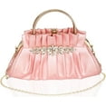thumbnail image 1 of Crystal Rhinestone Evening Bags Women's Pleated Clutch Purses Vintage Leather Handbags, 1 of 7