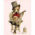 thumbnail image 2 of Fab Funky 12x14 Black Ornate Wood Framed with Double Matting Museum Art Print Titled - Banjo Bear, 2 of 4