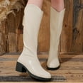 thumbnail image 2 of Wensltd Women's Mid Calf Boots Low Heel Winter Warm Slip Resistant Classic Boots White, 2 of 9