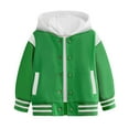 thumbnail image 5 of Qopobobo Boys Winter Jacket Girls Coats and Jackets Boys Spring Fall Long Sleeve Color Block Baseball Jacket Hooded Outerwear Comfortable Top Coat Outwear Size for 11-12 Years,Green, 5 of 5