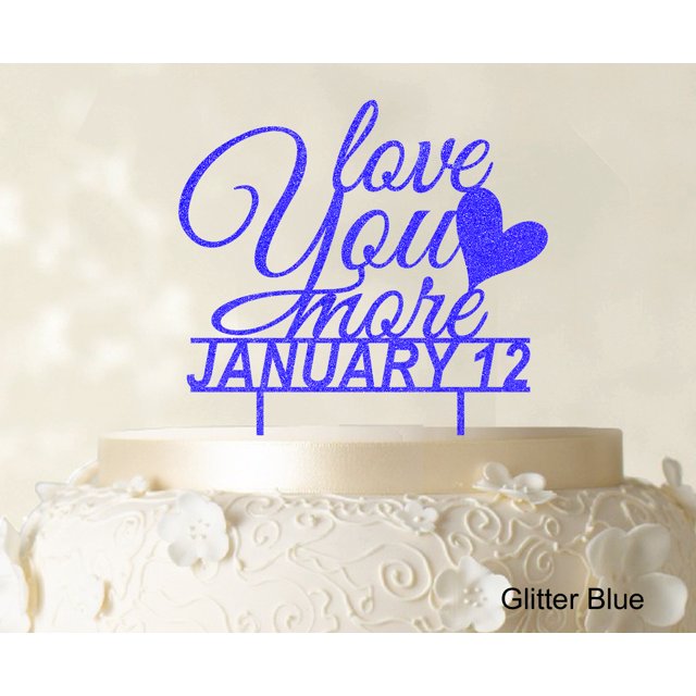 Love You More Wedding Cake Topper Personalized Glitter Cake Topper Cake Decorations Color Option Available 6-7 Inches Wide