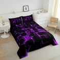 thumbnail image 4 of Erosebridal Purple Plaid Bedding Twin Comforter Set,Futuristic Cubes Down Comforter,Breathable Reversible Bedding Sets Twin with Comforter,Buffalo Decoration,3pcs, 4 of 8