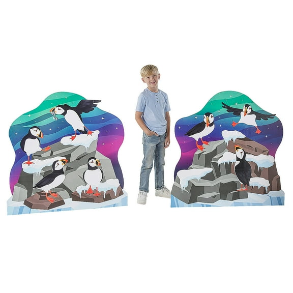 Fun Express 44" x 44" Great North VBS Puffin Cardboard Cutout Stand-Ups - 2 Pieces, Vacation Bible School Supplies