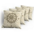 thumbnail image 5 of Ambesonne Vintage Throw Pillow Cover 4 Pack, Steering Wheel Travel, 24", Beige Brown, 5 of 7