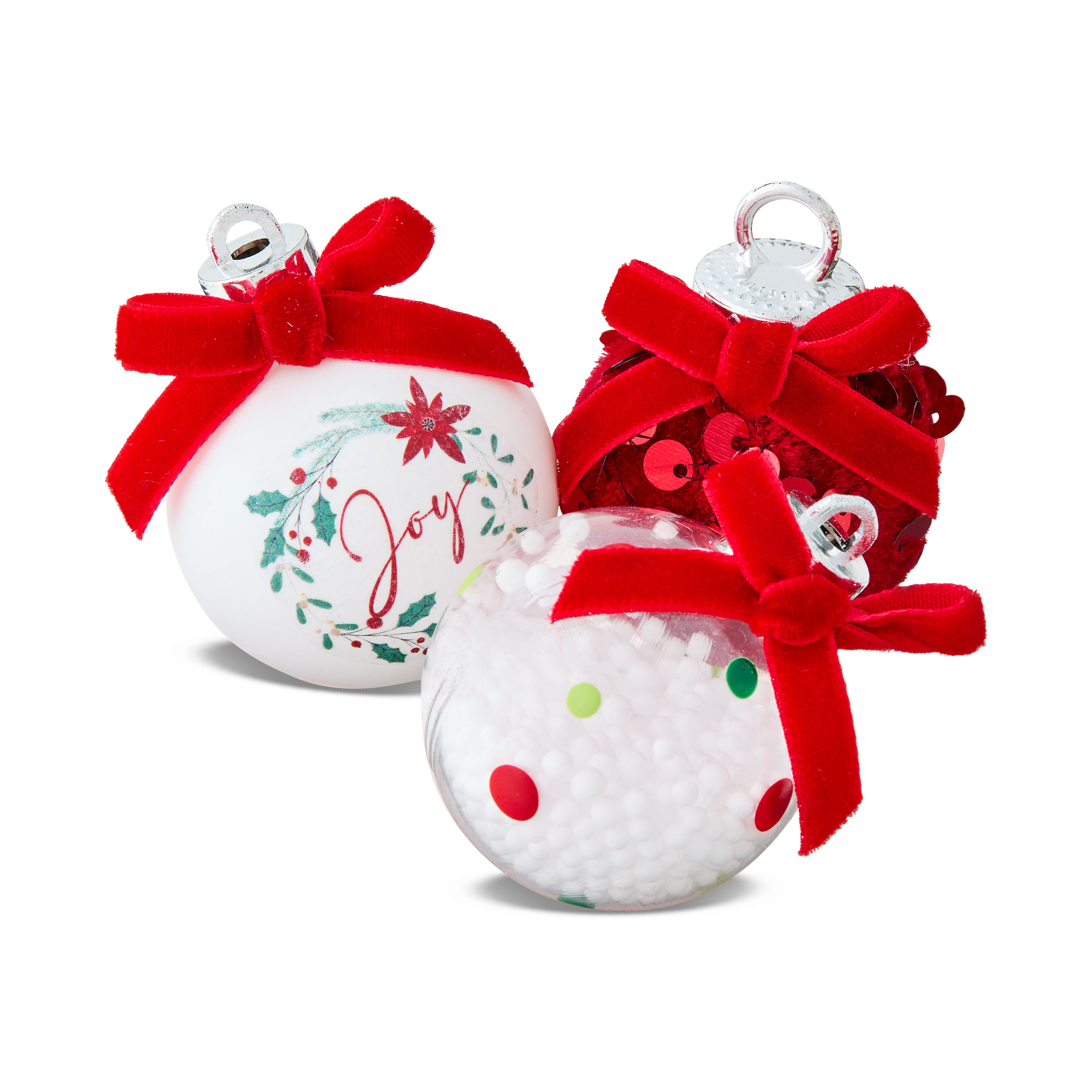 Red and White Ball Mini Christmas Ornaments, 12 Count, by Holiday Time