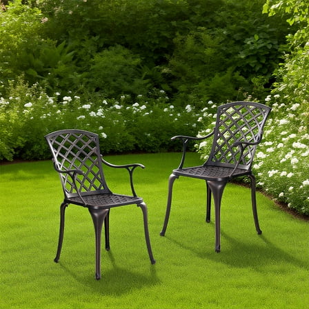 Withniture Cast Aluminum Patio Dining Chairs Set of 2 Outdoor Dining Chairs Metal Patio Chairs Set Bronze