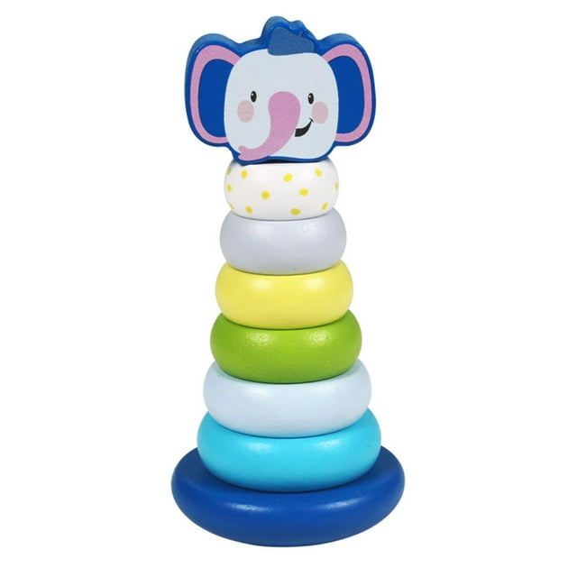 Apilador Colorido para Niños, Juguete Apilable, Reconocimiento de Color, Juguete Educativo, Bloques de Construcción de Juguete Clásicos, Anillos de Ar Elefante