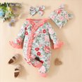 thumbnail image 2 of HCNTES Baby Sleepers Girl Footless Infant Long Sleeve Floral Prints Pullover Newborn Jumpsuit Clothes Loungewear Pjs Onesie Pajamas Romper Outfits, 2 of 6