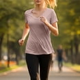 thumbnail image 2 of Weikingp Fitted Tees For Women，Tight Shirts For Women Gym Workout Tops Going Out Tops Business Casual Outfits Short Sleeve Tight Shirts For Women Crew Neck Brown XL, 2 of 9