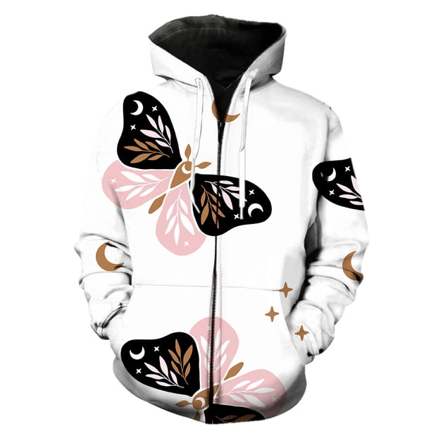 Sudadera con capucha y cremallera para hombre, diseño de mariposa de dibujos animados, manga larga, gran tamaño, estampado 3D, chaquetas con capucha, moda unisex, camisetas casuales, gran oferta 2024