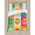 thumbnail image 3 of Modern Duvet Cover Set Queen Size, Sexy Woman Lips on Polka Dots Background in Various Frames Fashion Kiss Love Design, Decorative 3 Piece Bedding Set with 2 Pillow Shams, Multicolor, by Ambesonne, 3 of 3