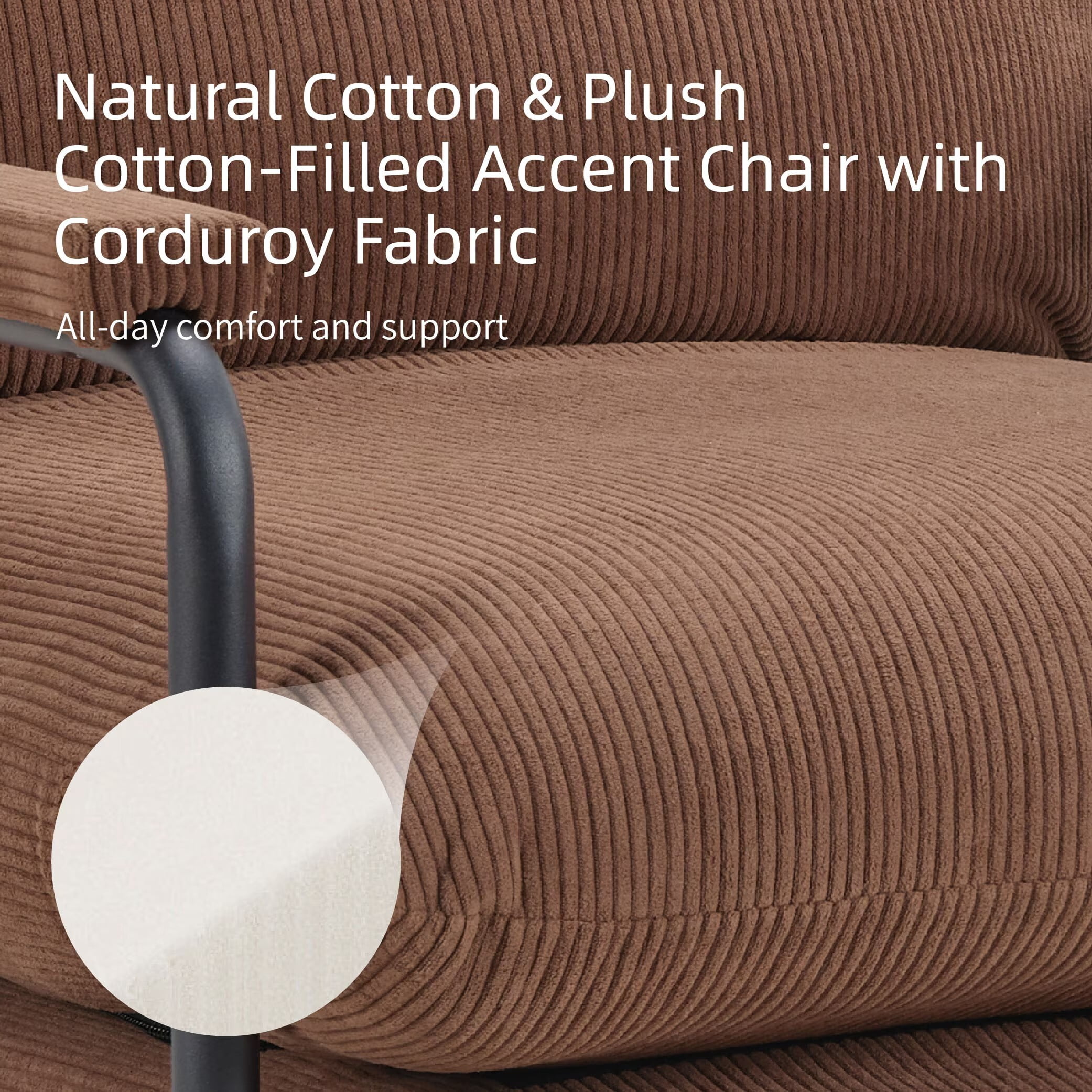 Avobird Modern Accent Chair for Living Room, Bedroom, Office, Vanity Chair with Adjustable Armrests & Removable Cushion, Brown