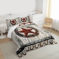 thumbnail image 4 of jejeloiu Retro Texas Stars Full Size Comforter Sets,Rustic Horseshoe Farmhouse Cabin Bedding Sets For Boys Kids Reversible 3 Pieces, 4 of 8