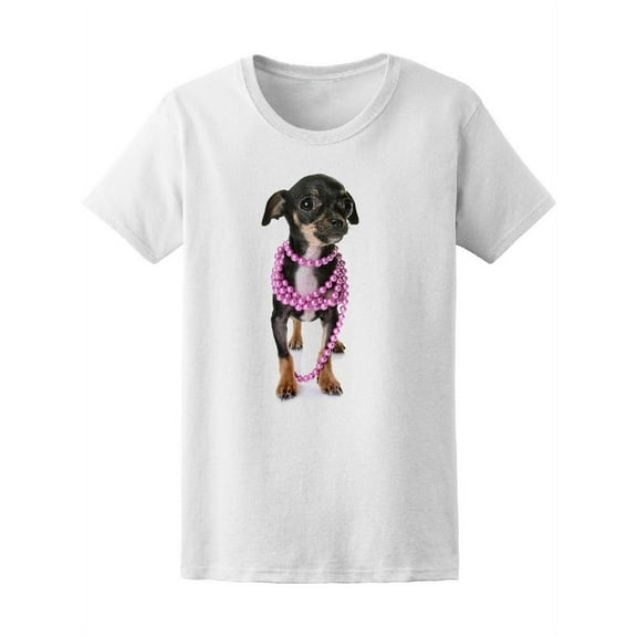Cute Chihuahua Puppy Dog Beads T-Shirt Women -Image by Shutterstock, Female x-Large