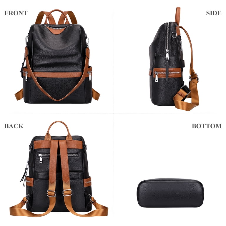 Elegant Black and Brown Women\'s Backpack Fioretta Italian Genuine Leather Top Handle Backpack Handbag  main image 3