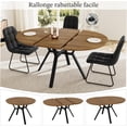 thumbnail image 4 of Extendable Round Dining Table Set for 4 People, 43.3"-59.1" Extendable Kitchen Table with 4 Upholstered Chairs, Space Saving for Kitchen Dining Room (Walnut Table+4 U-Shaped Black Chairs), 4 of 14