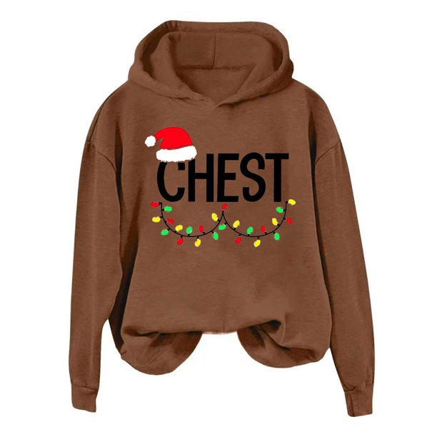 WILLBEST Sudadera de Mujer con Estampado Navideño de Pecho y Nueces, Manga Larga, Estilo Casual y Holgado Mediana