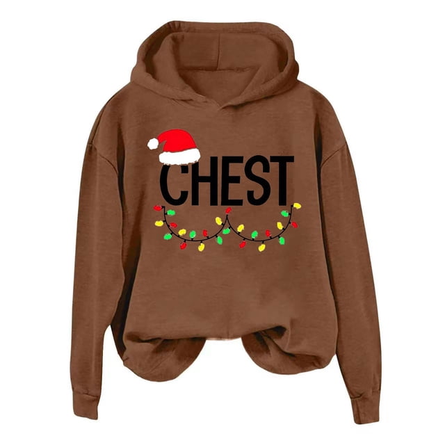 WILLBEST Sudadera de Mujer con Estampado Navideño de Pecho y Nueces, Manga Larga, Estilo Casual y Holgado Chica