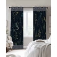 thumbnail image 3 of Black Spring Floral Blackout Curtains 90 Inches Long for Bedroom, Watercolor Botanical Flower Striped Thermal Insulated Room Darkening Black Out Window Curtain Panels Grommet Drapes for Living Room, 3 of 8