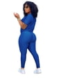 thumbnail image 5 of Akmipoem Women Plus Summer 2 Piece Outfits Textured Gym Workout Sets Tracksuit Crop Top Leggings Sweatsuits, 5 of 5
