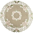thumbnail image 3 of Fleur Latte Gold Daisy on Sage Green Table Doily (23"/33"Round), 3 of 4