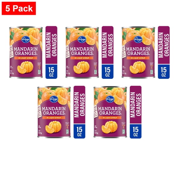 Kroger Canned Mandarin Oranges in Light Syrup 15 oz - 5 Pack