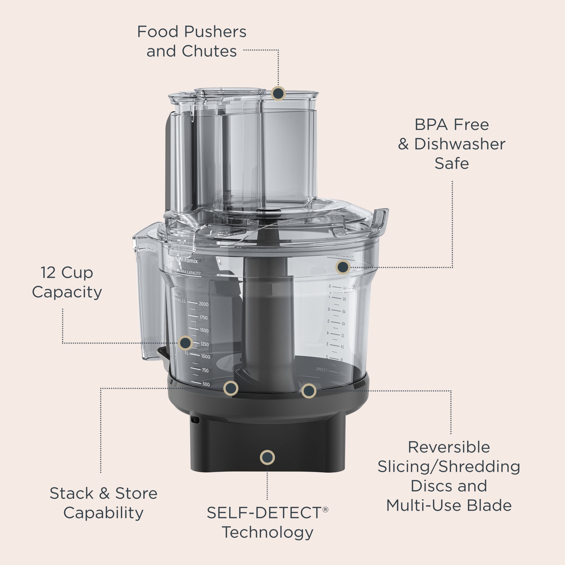 Vitamix 12-Cup Food Processor Attachment - Chopper Machine