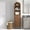 Walnut, variant on Oubayajia 64" Tall Bathroom Storage Cabinet, Narrow Tall Arched Linen Standing Tower Cabinet, Kitchen Cupboard with Adjustable Shelf and Drawer