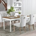 thumbnail image 3 of JESTOP Linen Fabric Dining Chair Set of 4, Upholstered Tufted Dining Room Chair with Nailhead Trim and Solid Light Color Wood Leg for Kitchen (Beige), 3 of 7