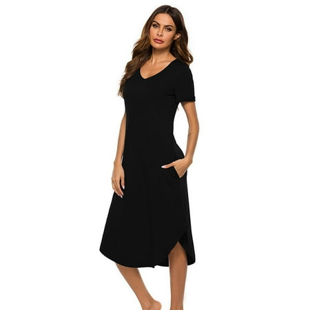 

Women s Nightshirt Short Sleeve Button Down Nightgown Pajama Dress