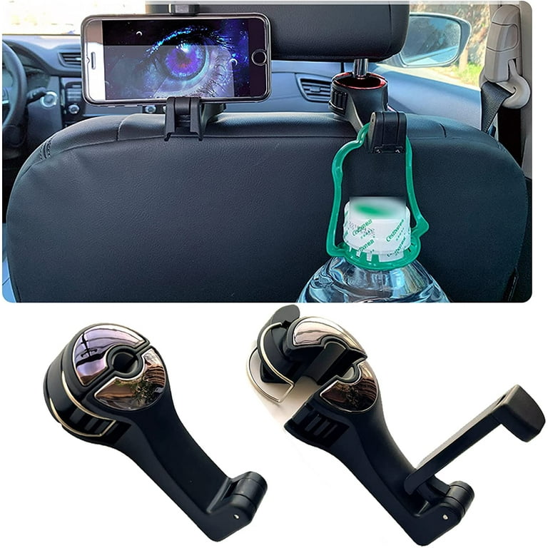 2 in 1 Car Headrest Hidden Hook, Upgraded Car Seat Hook with Phone  Holder,Universal Car Headrest Hooks for Bag/Purse/Toys/Groceries(Black,2PC)  