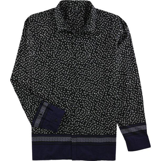 INC - Camisa con botones y estampado múltiple para hombre, azul, XX-Large